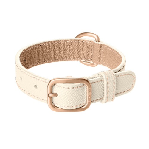Collier pour Chien en Cuir Blanc Petite Taille