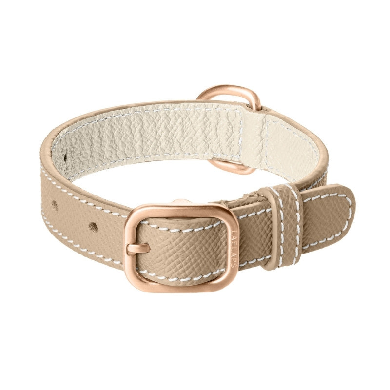 Collier pour Chien en Cuir Beige Petite Taille