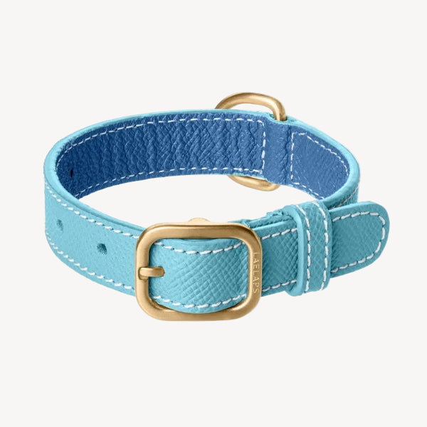 CANNES - Collier pour chien en cuir bleu clair