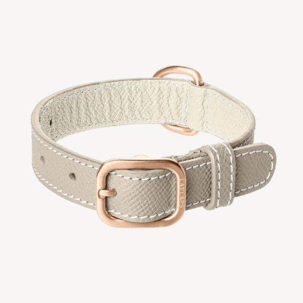 CANNES - Collier pour chien en cuir gris clair
