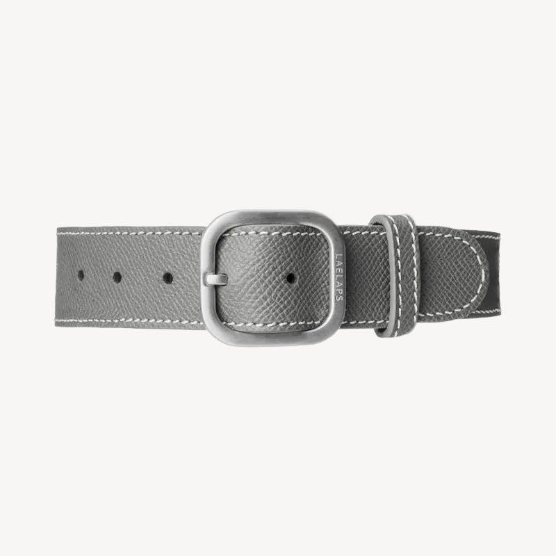 Collier pour Chien en Cuir Gris Foncé Boucle