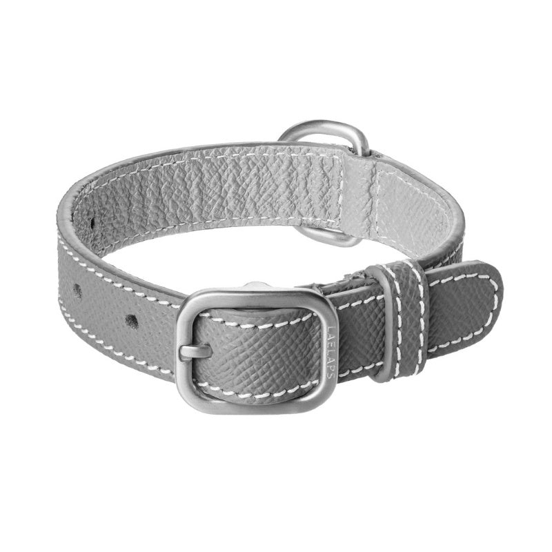 Collier pour Chien en Cuir Gris Foncé Petite Taille