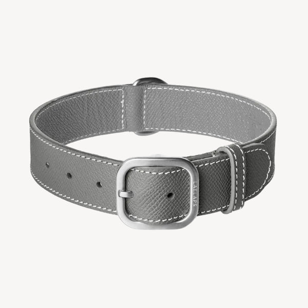 CANNES - Collier pour chien en cuir gris foncé