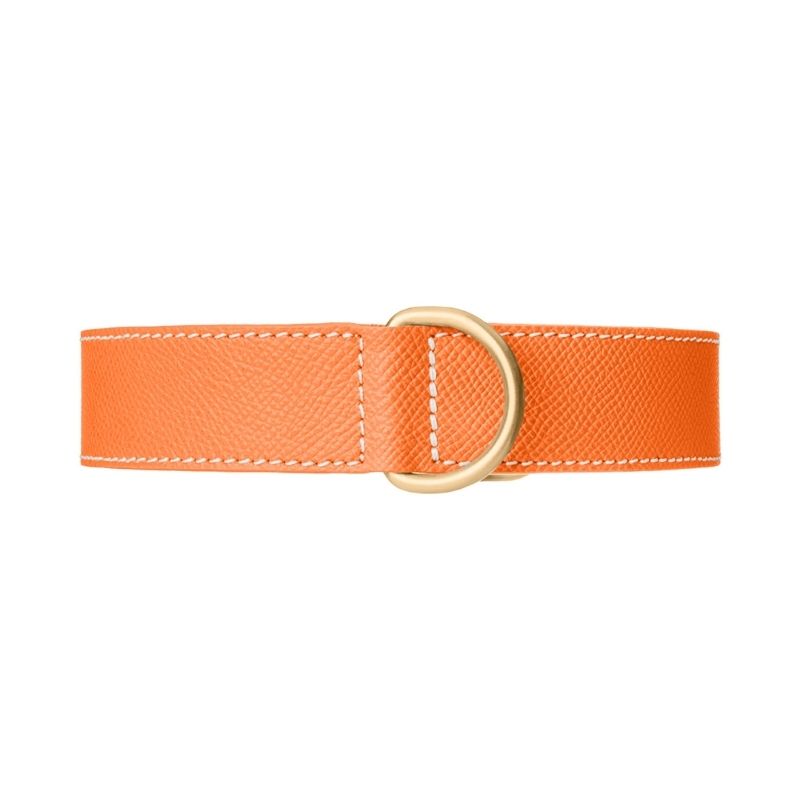 Collier pour Chien en Cuir Orange Boucle Côté