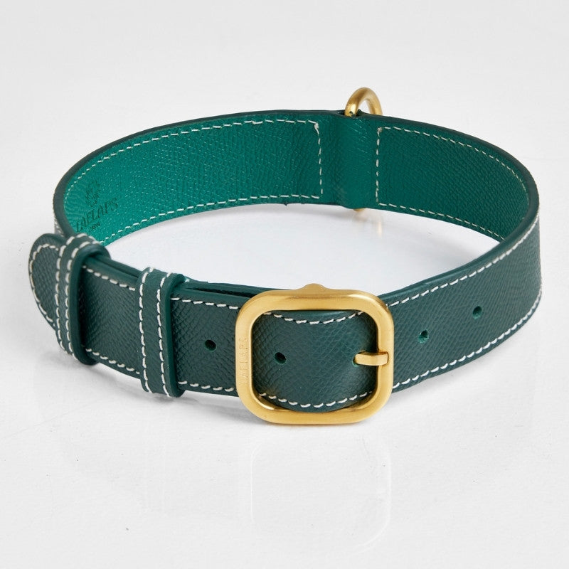 Collier pour Chien en Cuir Vert Maison Canisya