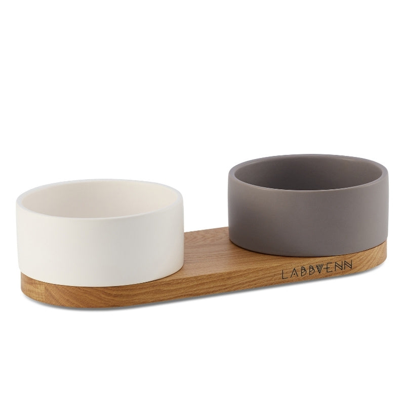 Double Gamelle Chien Blanc Gris