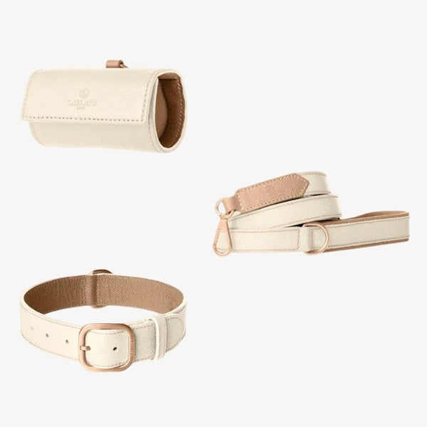 CHANTILLY - White Leather Dog Accessory Kit