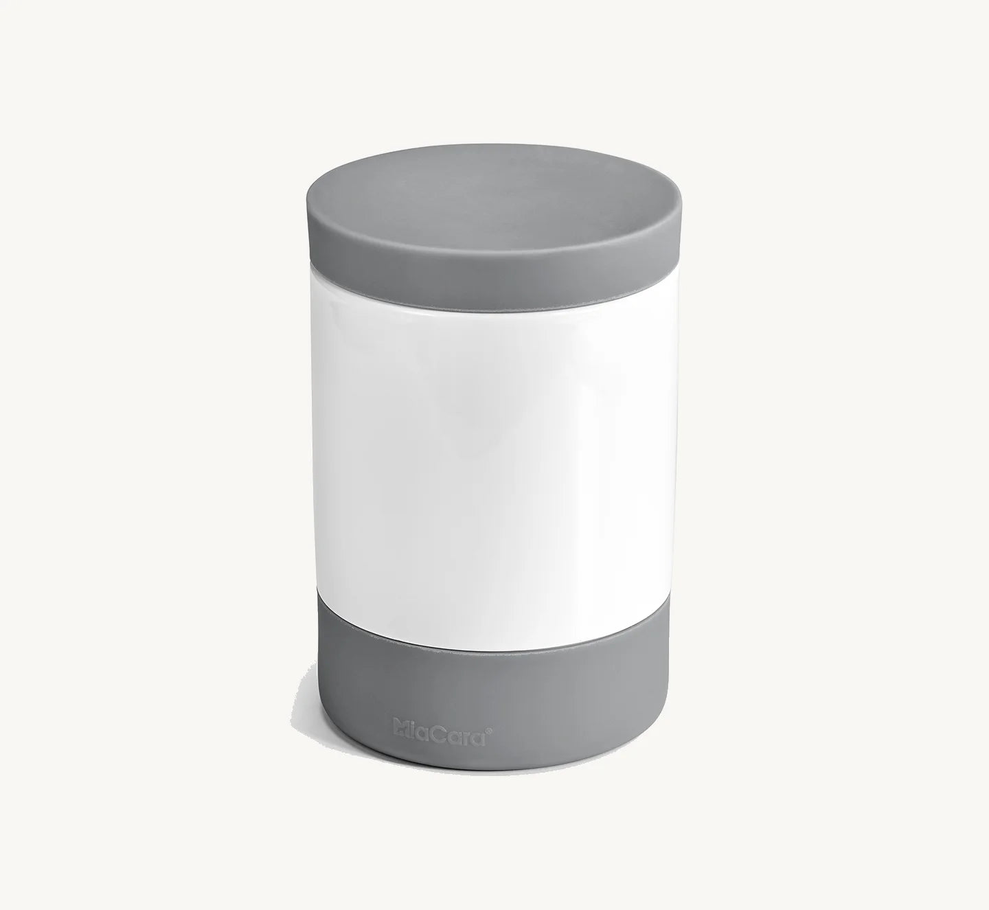 Bocal à friandises Coppa – bocal fermé en porcelaine blanche et silicone ardoise – Maison Canisya