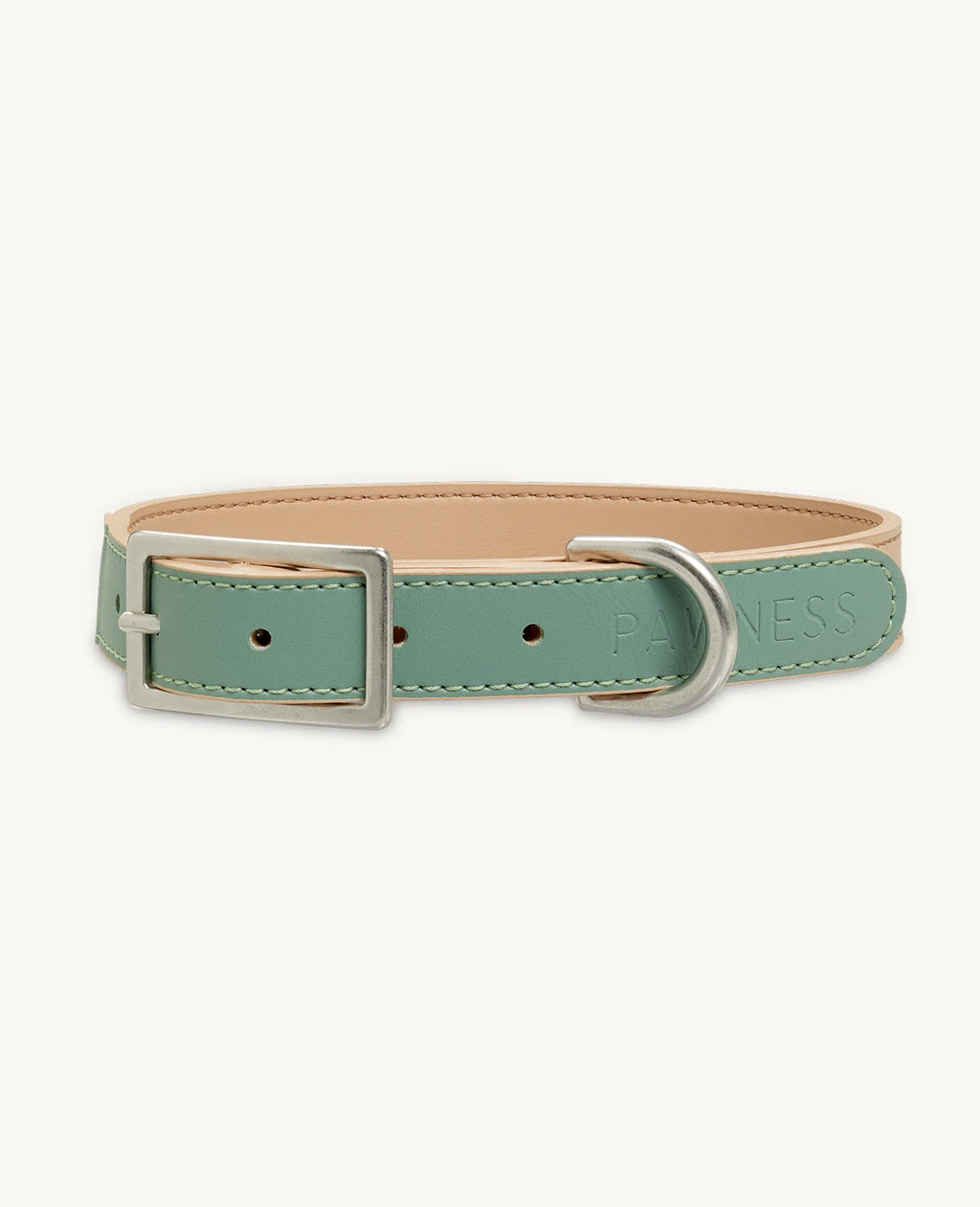 Collier Azur – collier bicolore beige et émeraude, cuir végan – Maison Canisya