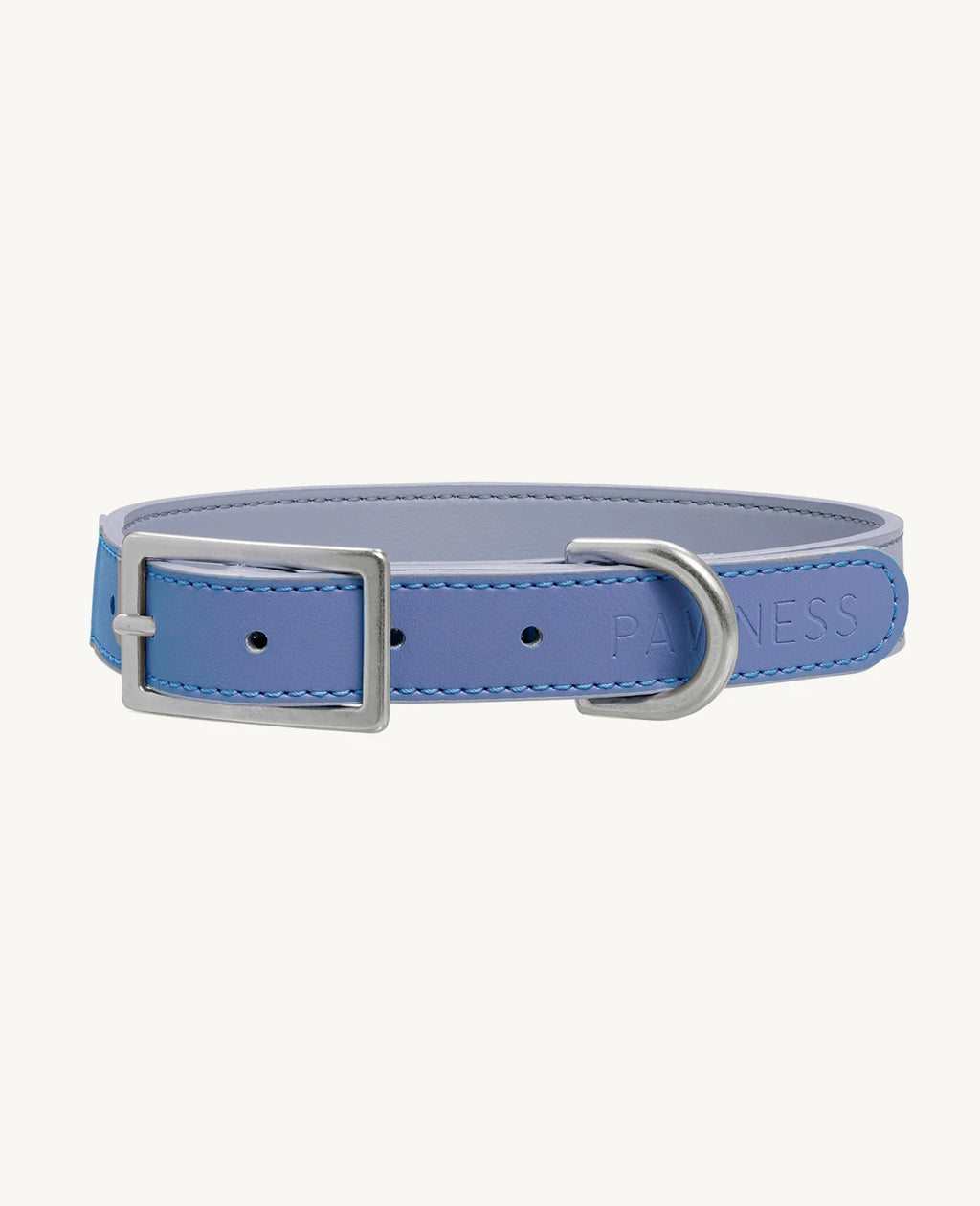 Collier Azur – collier bicolore gris et brume mauve, cuir végan – Maison Canisya