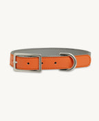 Collier Azur – collier bicolore gris et corail, cuir végan – Maison Canisya