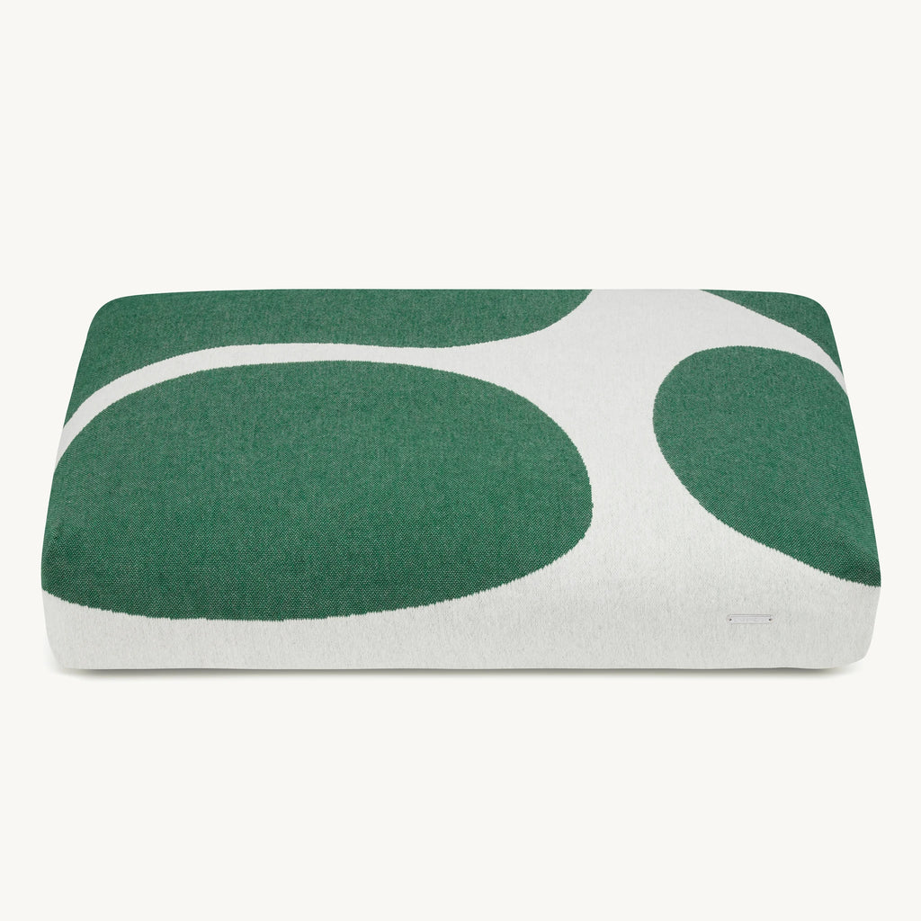Coussin Stone – vue produit détourée, coloris vert à motifs beige clair – Maison Canisya