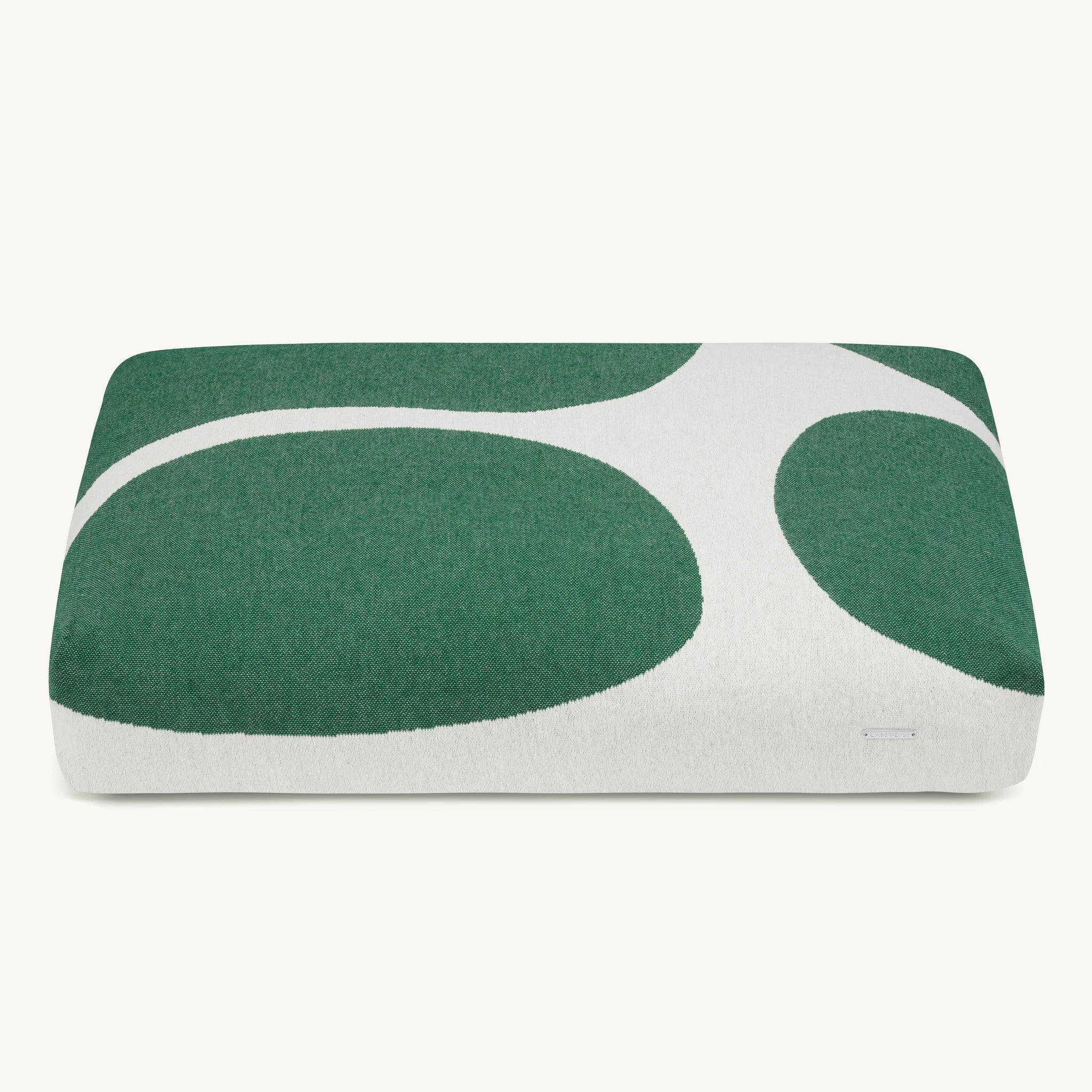 Coussin Stone – vue produit détourée, coloris vert à motifs beige clair – Maison Canisya