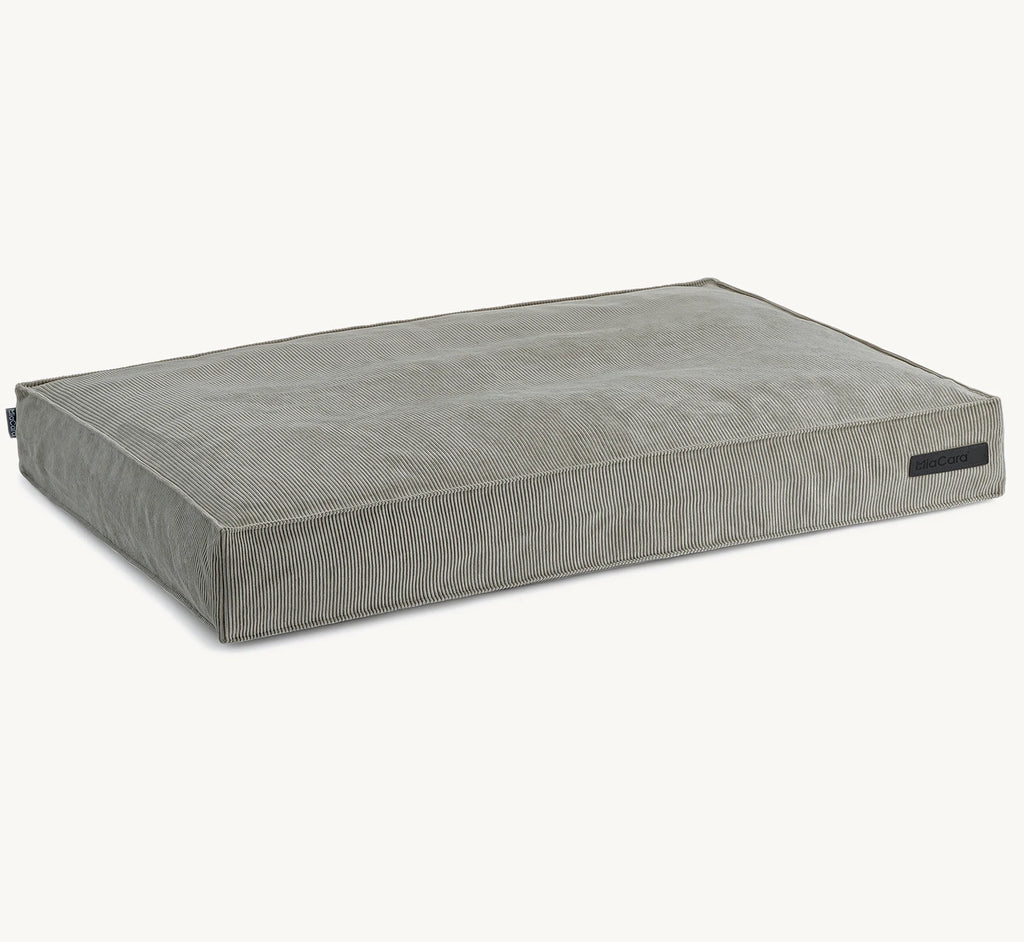 Housse Cordo pour coussin chien – posée sur le coussin coloris galet – Maison Canisya