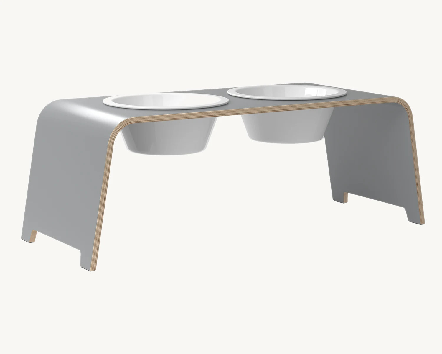 Dogbar Classic – gamelle surélevée coloris gris avec bols en porcelaine – Maison Canisya
