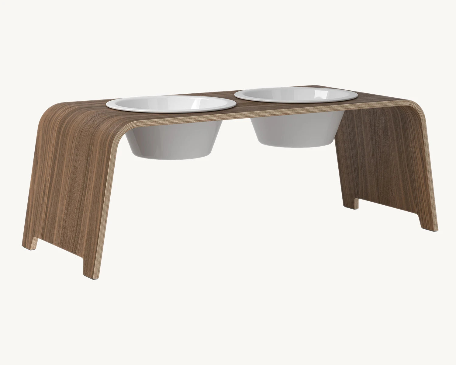 Dogbar Classic – gamelle surélevée coloris noyer avec bols en porcelaine – Maison Canisya