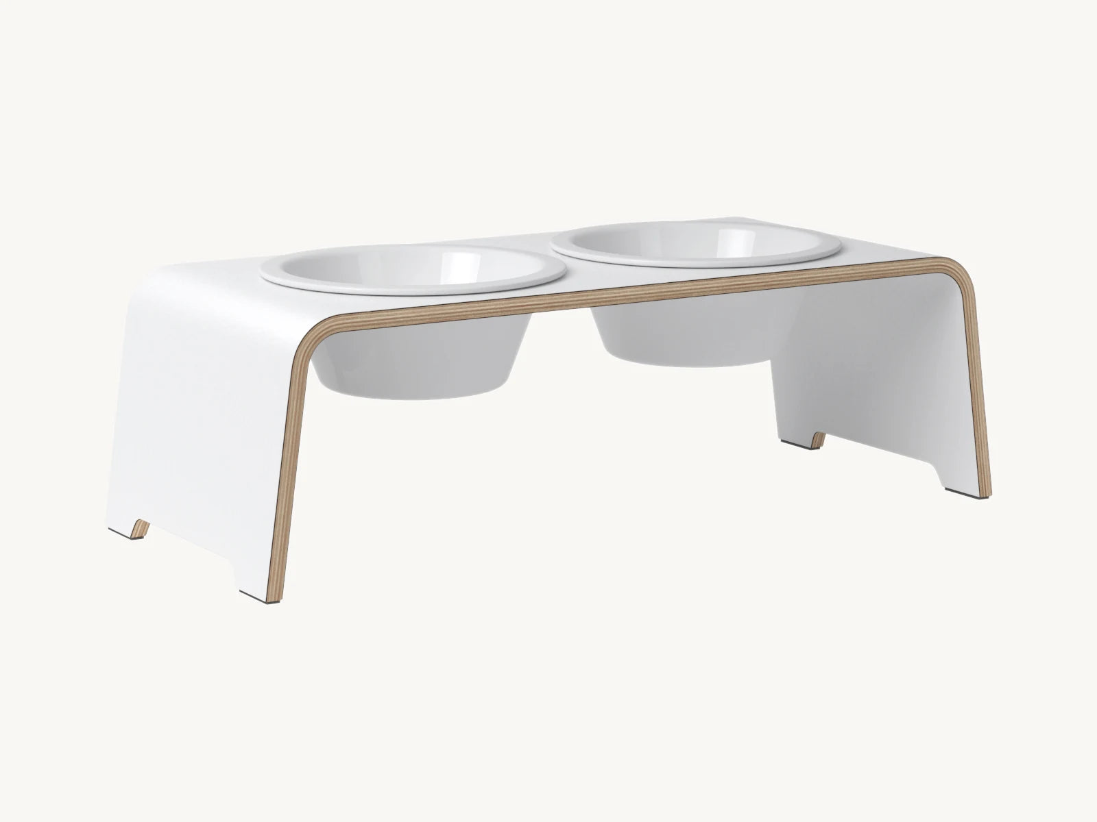 Dogbar Classic – gamelle surélevée coloris blanc avec bols en porcelaine – Maison Canisya