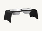 Dogbar Classic – gamelle surélevée coloris chêne foncé avec bols en porcelaine – Maison Canisya