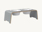 Dogbar Classic – gamelle surélevée coloris gris avec bols en porcelaine – Maison Canisya