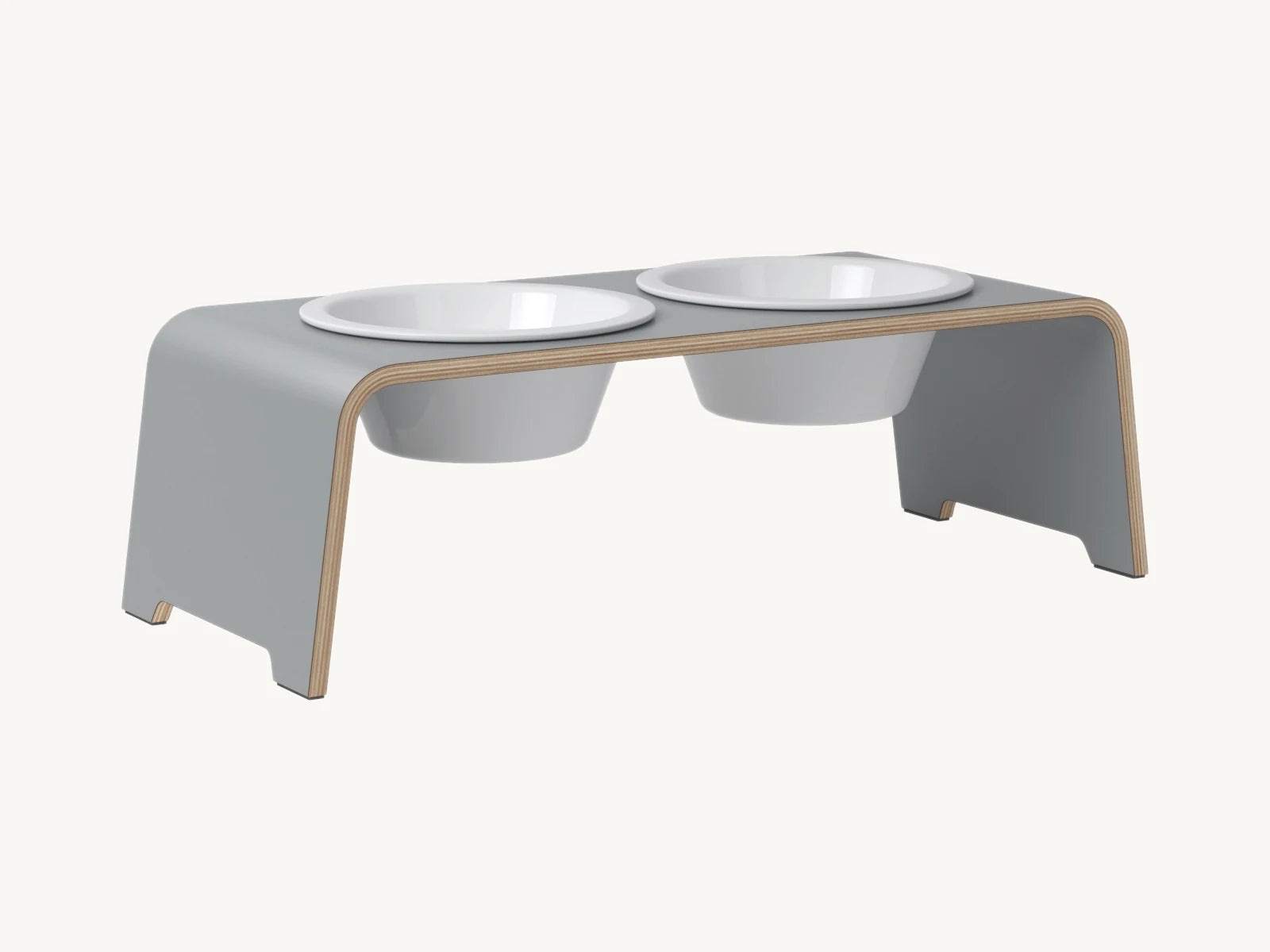 Dogbar Classic – gamelle surélevée coloris gris avec bols en porcelaine – Maison Canisya