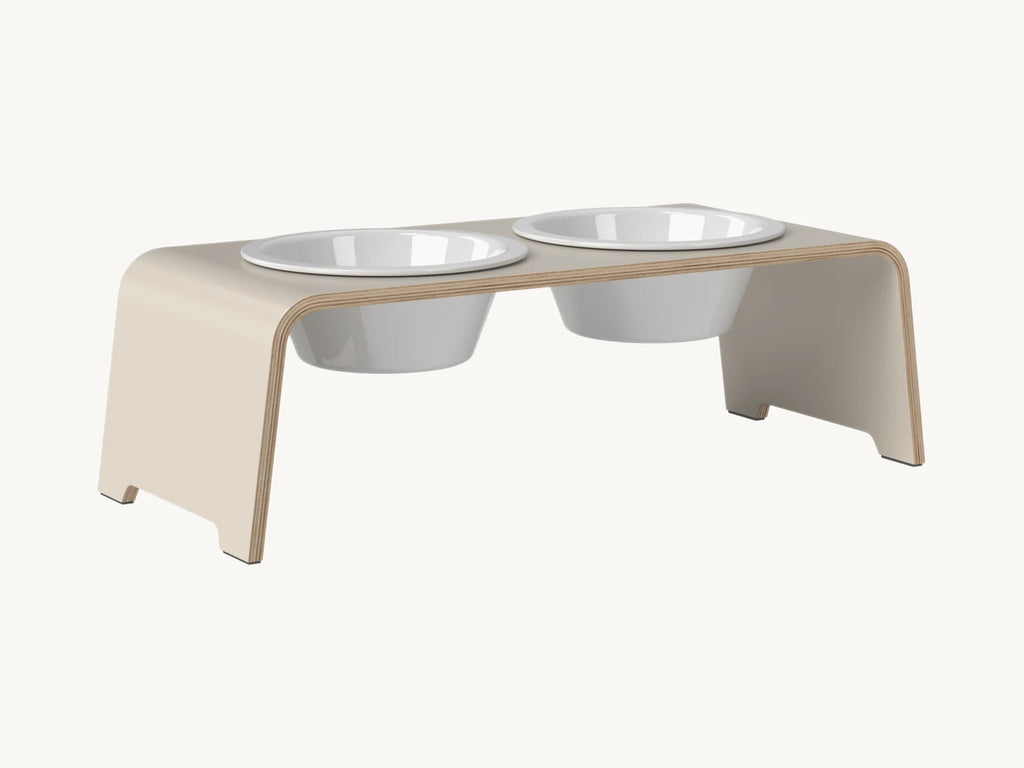 Dogbar Classic – gamelle surélevée coloris gris cachemire avec bols en porcelaine – Maison Canisya