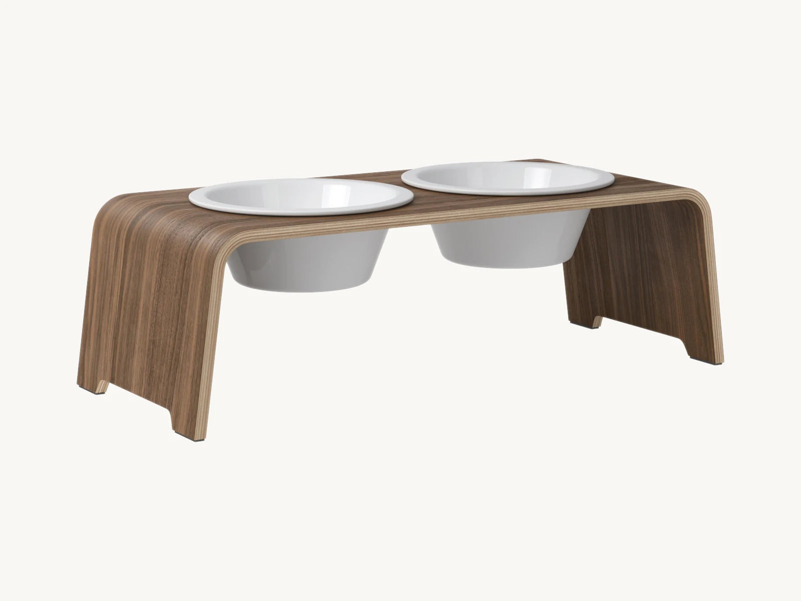 Dogbar Classic – gamelle surélevée coloris noyer avec bols en porcelaine – Maison Canisya