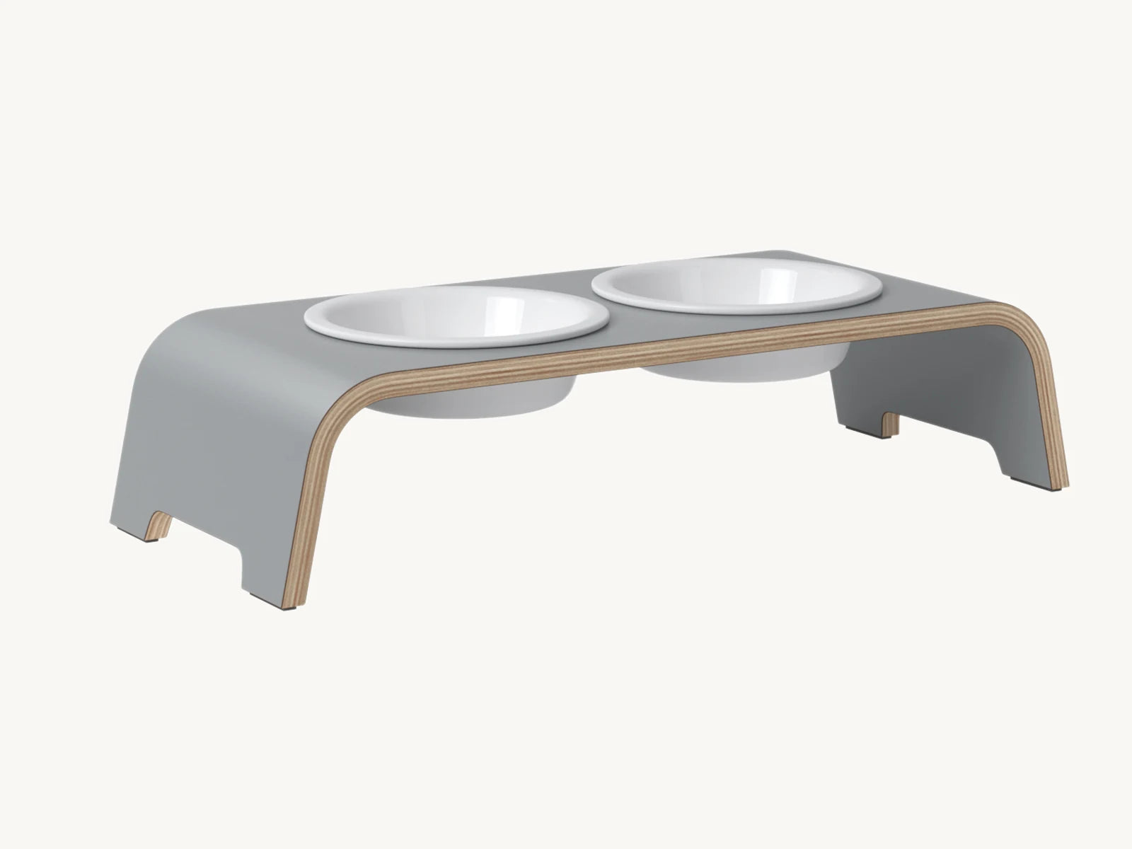 Dogbar Classic – gamelle surélevée coloris gris avec bols en porcelaine – Maison Canisya