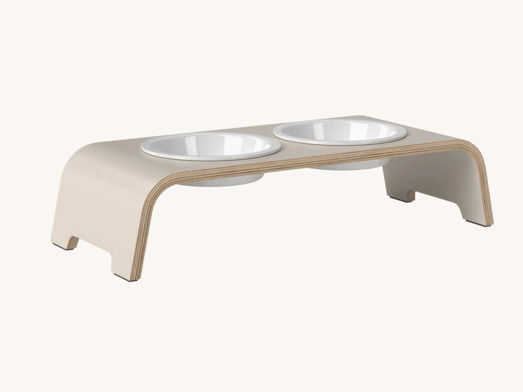 Dogbar Classic – gamelle surélevée coloris gris cachemire avec bols en porcelaine – Maison Canisya