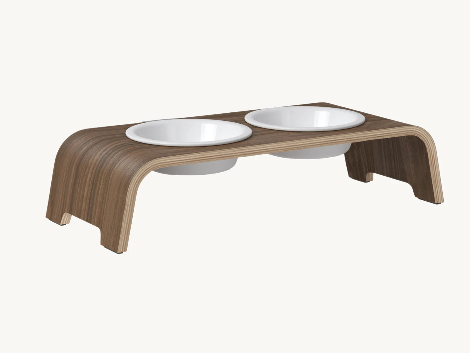 Dogbar Classic – gamelle surélevée coloris noyer avec bols en porcelaine – Maison Canisya
