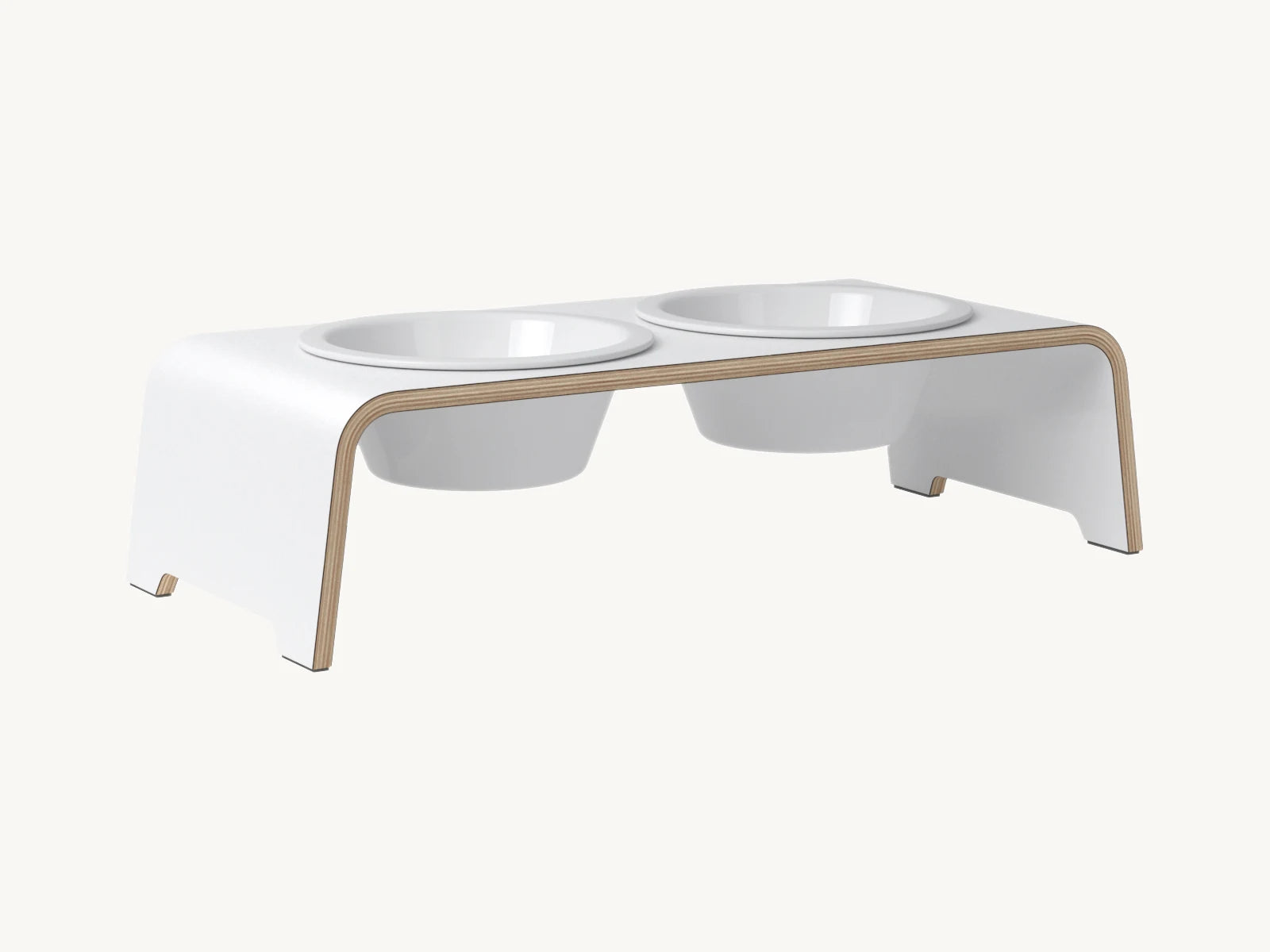 Dogbar Classic – gamelle surélevée coloris blanc avec bols en porcelaine – Maison Canisya