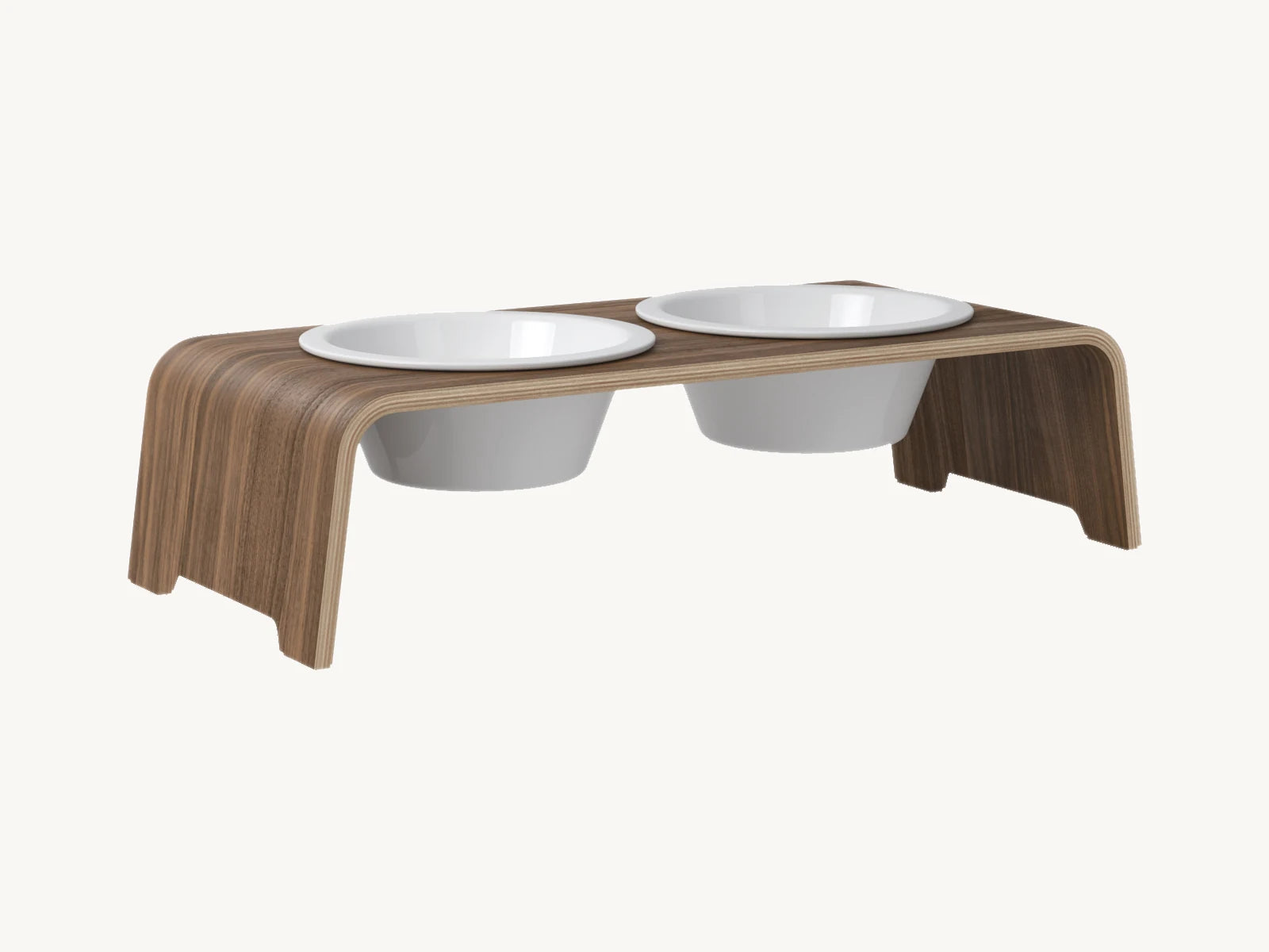 Dogbar Classic – gamelle surélevée coloris noyer avec bols en porcelaine – Maison Canisya