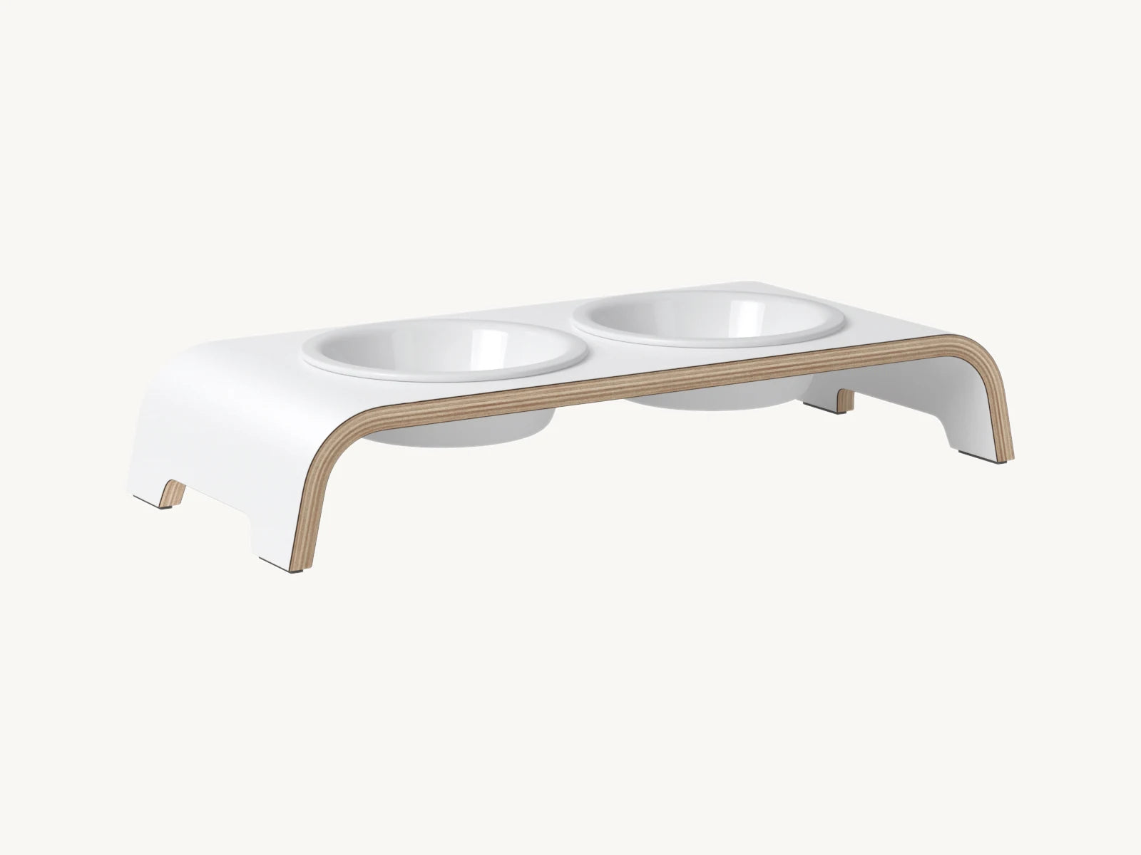 Dogbar Classic – gamelle surélevée coloris blanc avec bols en porcelaine – Maison Canisya