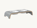 Dogbar Classic – gamelle surélevée coloris gris avec bols en porcelaine – Maison Canisya