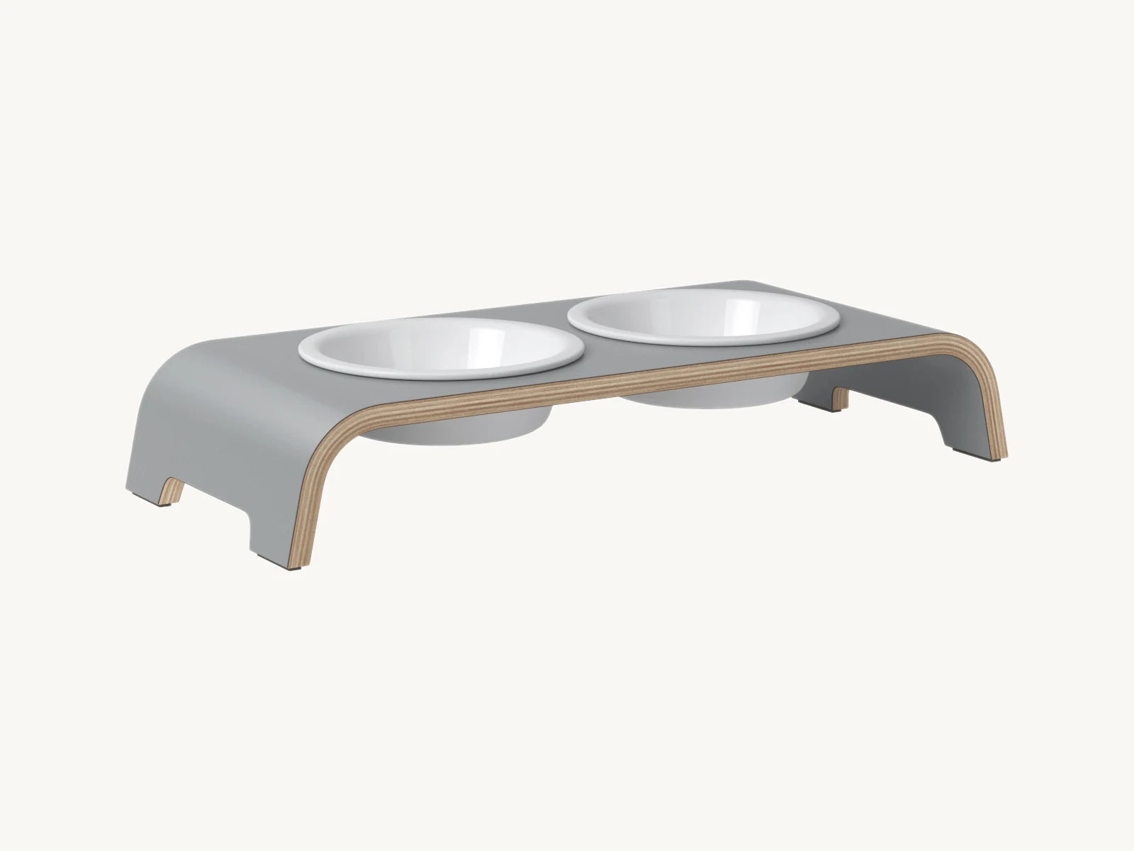 Dogbar Classic – gamelle surélevée coloris gris avec bols en porcelaine – Maison Canisya