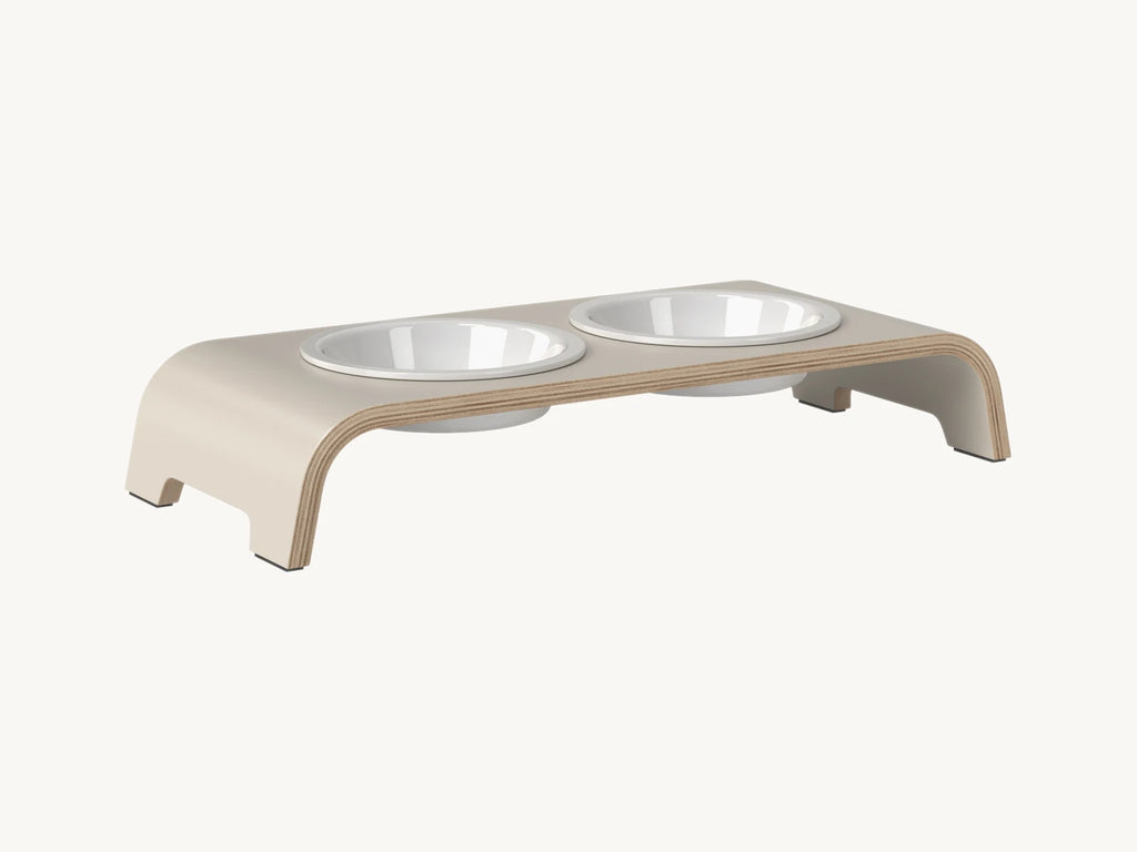 Dogbar Classic – gamelle surélevée coloris gris cachemire avec bols en porcelaine – Maison Canisya