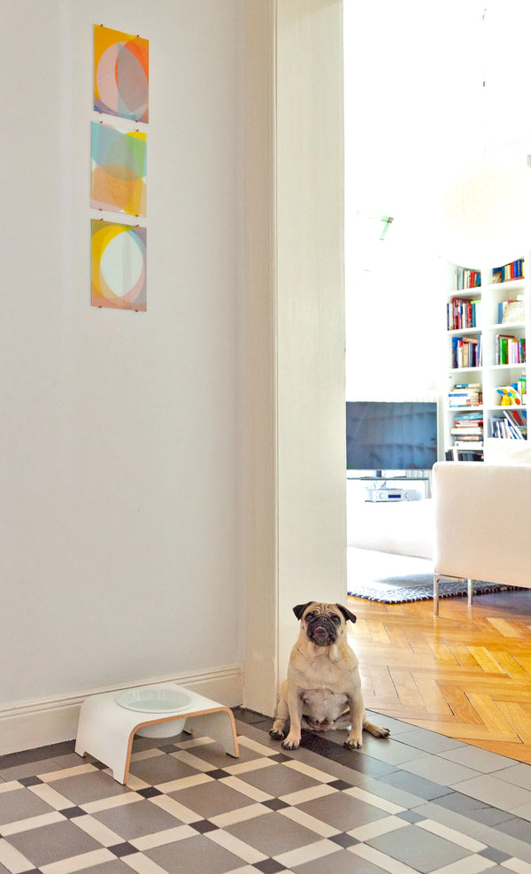 DOGBAR SINGLE — Support surélevé pour gamelle, bois massif et finition laquée