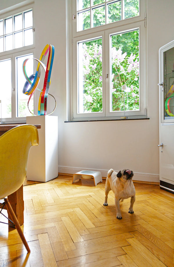 DOGBAR SINGLE — Support surélevé pour gamelle, bois massif et finition laquée