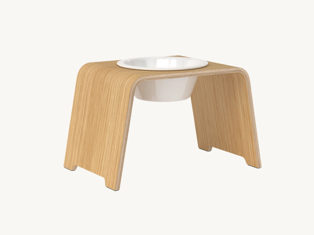 Dogbar Single – support gamelle chien taille L finition chêne clair – Maison Canisya