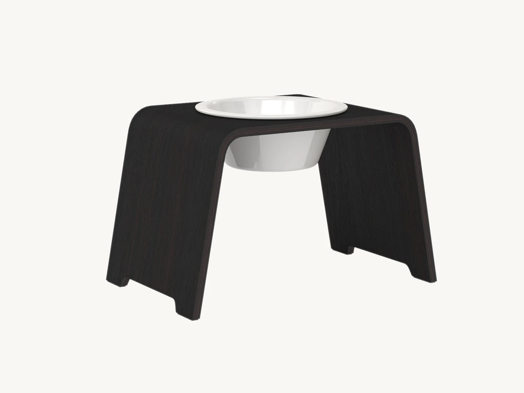 Dogbar Single – support gamelle chien taille L finition chêne foncé – Maison Canisya