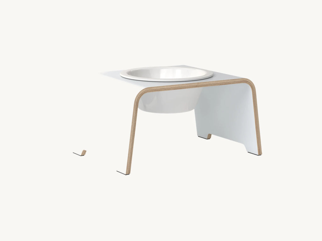 Dogbar Single – support gamelle chien taille M finition blanc – Maison Canisya
