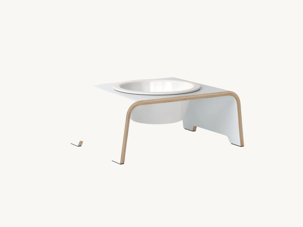 Dogbar Single – support gamelle chien taille S finition blanc – Maison Canisya
