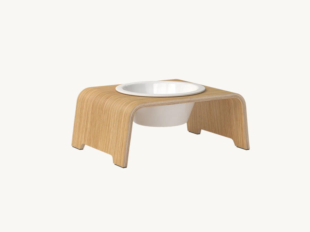 Dogbar Single – support gamelle chien taille S finition chêne clair – Maison Canisya
