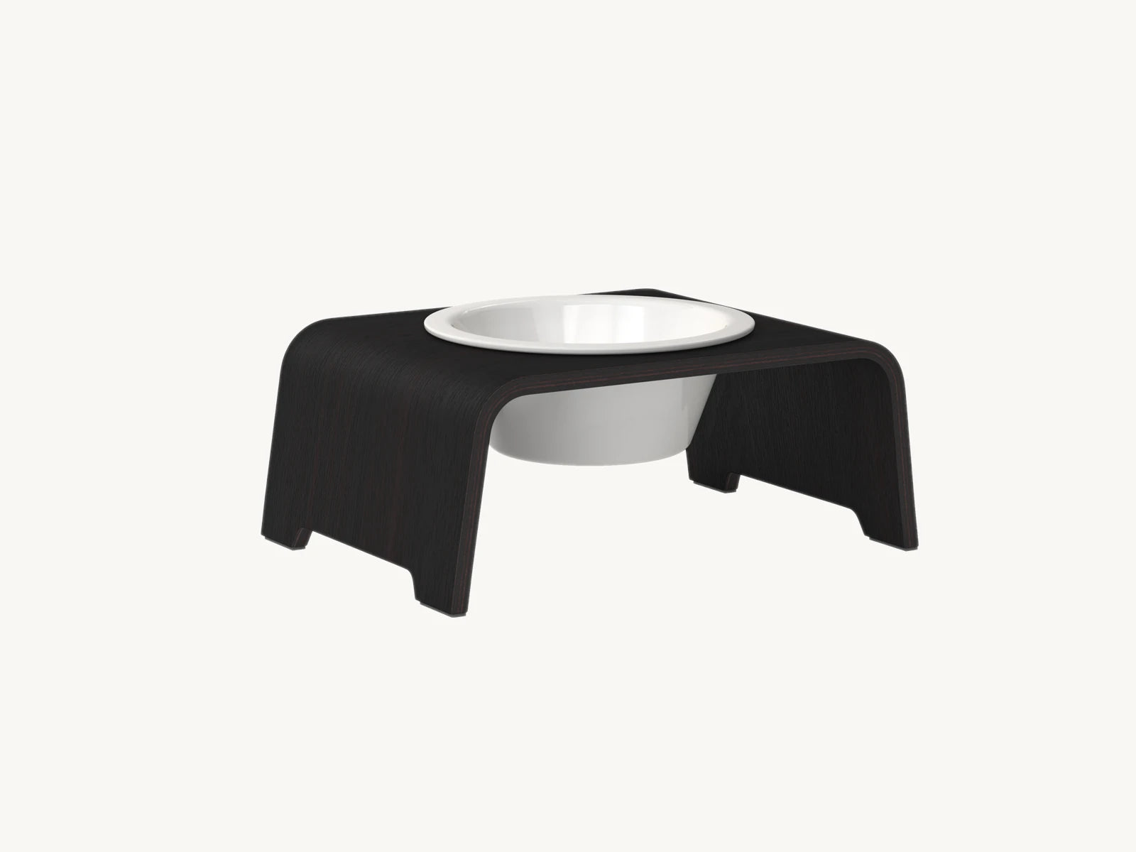 Dogbar Single – support gamelle chien taille S finition chêne foncé – Maison Canisya