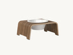 Dogbar Single – support gamelle chien taille S finition noyer – Maison Canisya