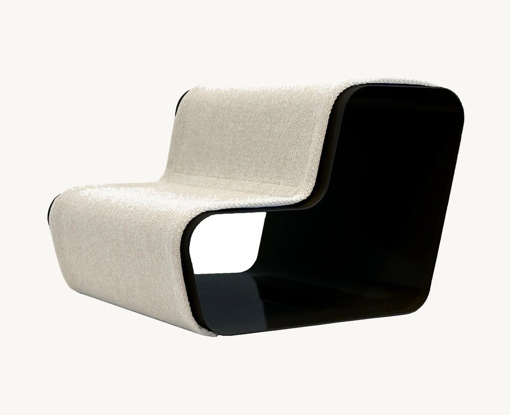 Beam – Escalier chien deux marches, structure anthracite et tissu blanc perle – Maison Canisya
