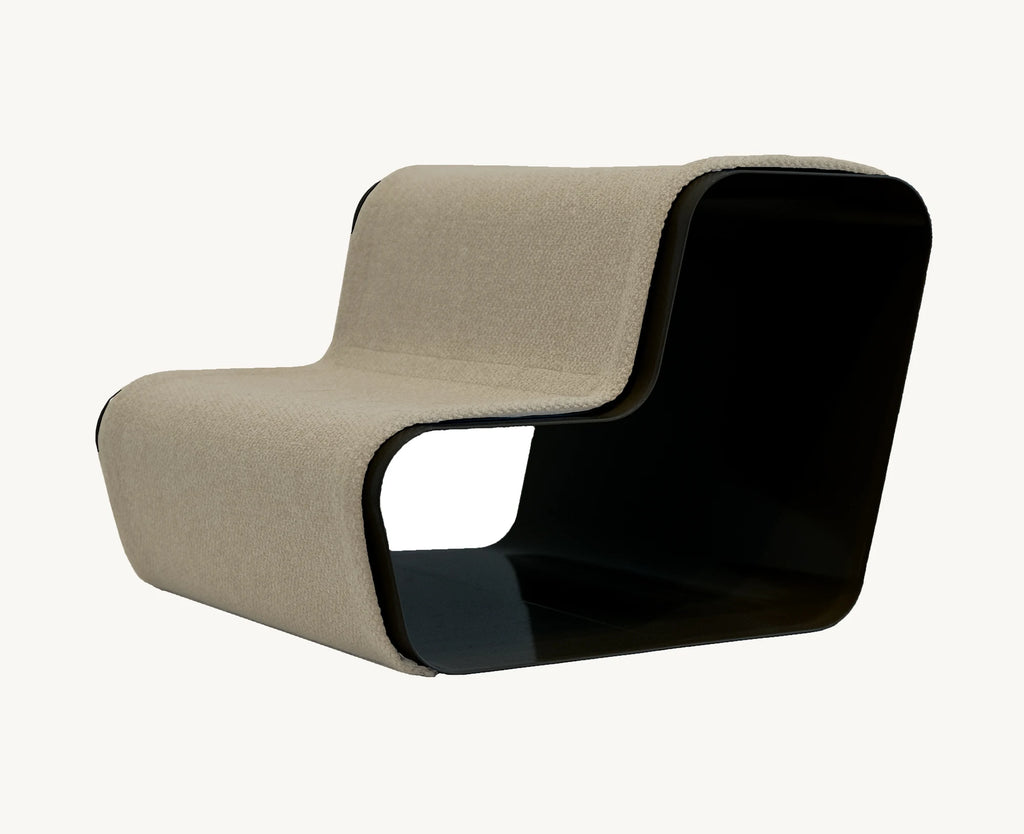 Beam – Escalier chien deux marches, structure anthracite et tissu sable – Maison Canisya