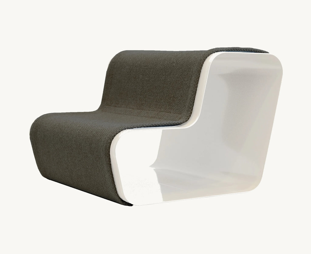 Beam – Escalier chien deux marches, structure blanche et tissu gris graphite – Maison Canisya
