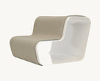 Beam – Escalier chien deux marches, structure blanche et tissu sable – Maison Canisya