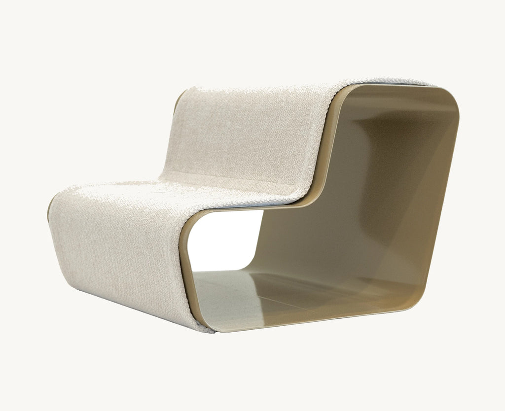 Beam – Escalier chien deux marches, structure sable et tissu blanc perle – Maison Canisya