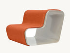 Beam – Escalier chien deux marches, tissu orange sur structure blanche – Maison Canisya